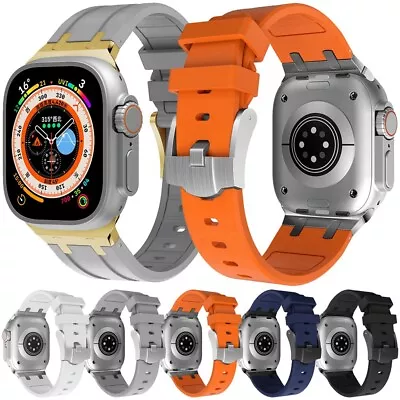 Luxury Band For Apple Watch 9 8 7 SE 6 5 Ultra 49mm Refit Mod Kit Silicone Strap • $12.98