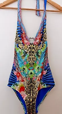 CAMILLA Ring Trim Halter Crystal Embellish 1 Piece Swim Bath Suit Space Cowgirl • $110