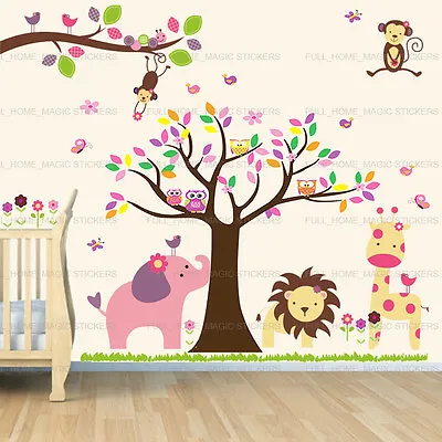 £10.98 • Buy Huge Monkey Owls Tree Jungle Animal Wall Stickers Nursery Decor Home Kids Decal