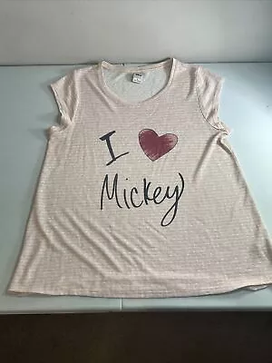 Disney Collection By Lauren Conrad I LOVE HEART MICKEY Blouse Knit Top - Large • $4.99