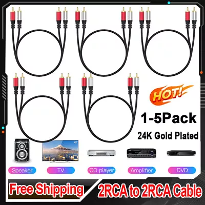 3-10FT Gold Plated RCA Male L/R Stereo Audio Cable Plug 2RCA To 2RCA Cord 1-5PCS • $39.59