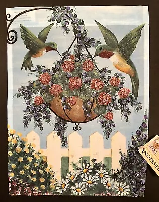 Hummingbird Floral Hanging Basket Flower Fence Bird Mini Window Garden Yard Flag • $8.97