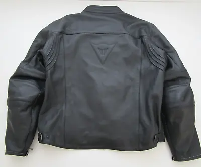 Mens Size 60 Dainese Black Leather Padded Armoured Motorcycle Protective Jacket • $225