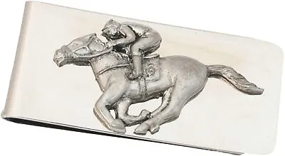  Horse Racing English Pewter On A Money Clip Chrome Gift Boxed Jewellery Pp • £9.94