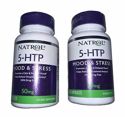 2 Pack - Natrol 5-Htp 50 Mg (60 Caps Total) Calm And Relaxed Mood Exp 01/25 • $16.99