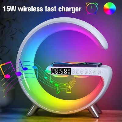 LED Lamp Smart G Wireless Charger Bluetooth Speaker RGB Night Light Alarm Clock • $43.78