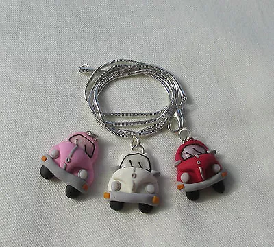 Handmade Unusual Kitsch Quirky Fimo Clay Beetle Car Pendant Charm Chain Necklace • £4.25