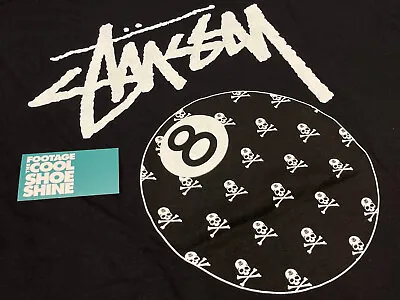 2013 Stussy Mastermind Japan 8-ball Skull & Crossbones Tee Shirt Black White L • $239.99