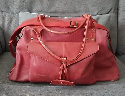 Tommy And Kate Leather Overnight Holdall Large Red Bag • £35