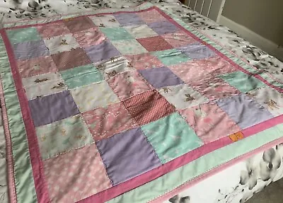 Childrens Patchwork Quilt Handmade Unique Blanket • £50