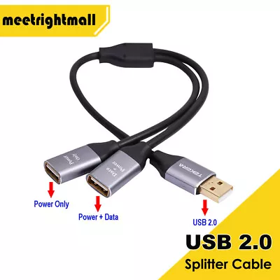 USB 2.0 Male To Dual USB Female Hub Power Adapter Y Splitter Cable Cord Lead • $7.55