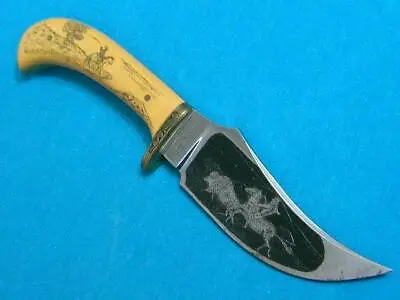 Rare Vintage Custom Sheldon Jones Bill Moran Engraved Indian Art Scrimshaw Knife • $2299.99