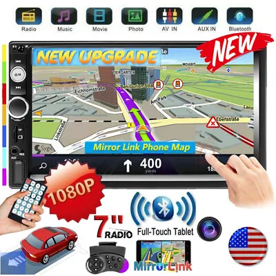 $29.99 • Buy 7  Car Stereo Radio IOS/Android Mirror Link Double 2 Din USB FM AUX IN Bluetooth