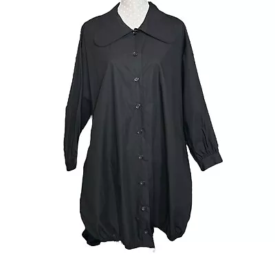 Zara Black Shirt Dress Size UK M Collar Cuff Sleeve Button Down Long Sleeved • £11.99