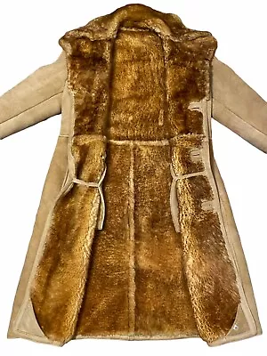 Vintage Shearling Wool Sable Coat Jacket With Faux Fur Lining | Size 36 • $239.99