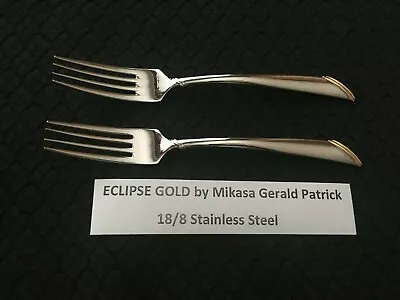  Lot Of 2 Eclipse Gold Mikasa Gerald Patrick 18/8 Stainless Salad Forks Free S&H • $17.99