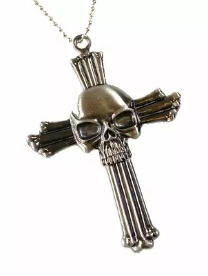 Skull Gothic Cross With Removable Knife/ Blade Necklace Pendant Silver Jewelry • $15.99