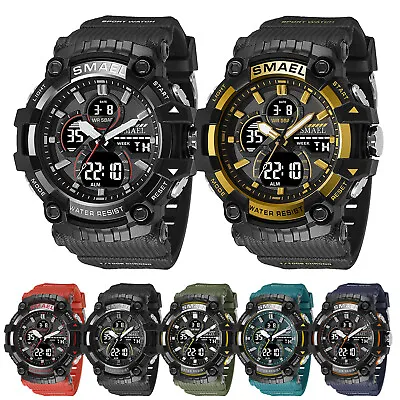 SMAEL Men Sports Watch Waterproof Quartz Analog Digital Military Wrist Watch AU • $24.29