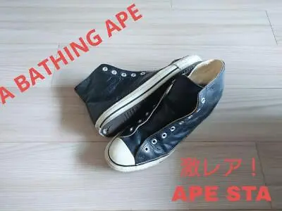 A BATHING APE Bapesta Sneaker Shoes Leather Black Hi US10 Used From Japan • $180.85
