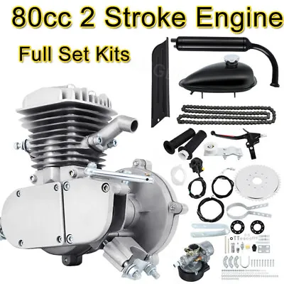 $109 • Buy Silver 80cc 2 Stroke Bike Bicycle Motorized Petrol Gas Motor Engine Kit Set