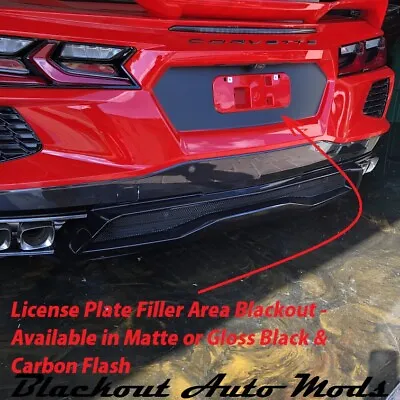 2020-2024 C8 Corvette Matte Black License Plate Filler Area Vinyl Decal • $28.99