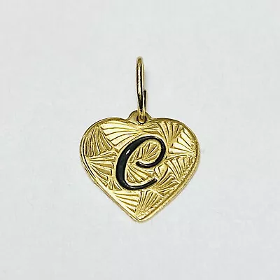 Sultan Hawaii Na Hoku 14K Yellow Gold Enamel  C  Letter Heart Charm Pendant .45g • $85