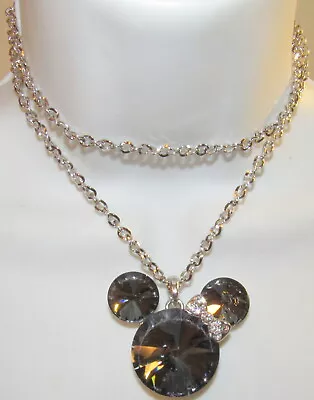 Mickey Minnie Mouse Silver Gold Tone Necklace Pendant Bling Bling  Gift Box • $14.99