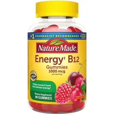 Nature Made Energy B12 Gummies - Cherry & Mixed Berries 1000 Mcg 80 Gummies • $12.61
