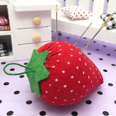 £2.33 • Buy Cute Strawberry Style Pin Cushion Pillow Needles Holder Sewing Craft Kit My