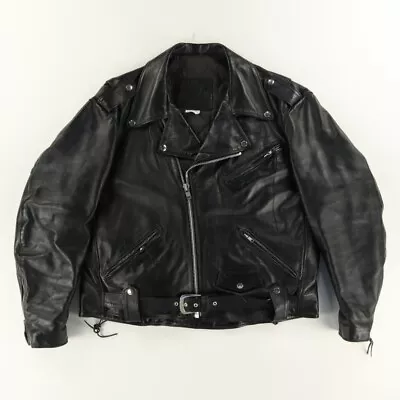 Harley Davidson Black Label Leather Riding Jacket Black Men's 48 • $85.49