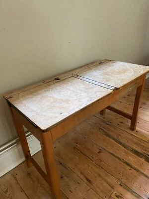 £46 • Buy Vintage Wooden Double School Desk 