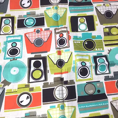 Michael Miller Cotton Fabric Quilting Cameras Green Orange Boys Room Kids 1 Yd • $9.99