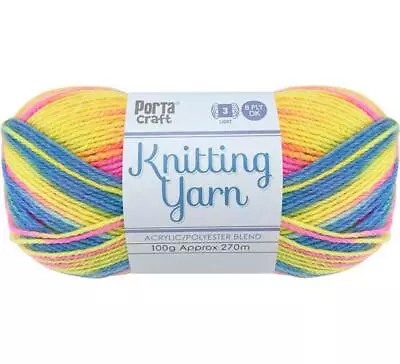 Knitting Yarn 100g 270m 8ply Multi 07 Bubblegum (Product # 189689) • $3.30