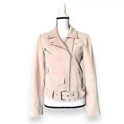 New Veda Jayne Goat Suede Leather Moto Jacket Wmn’s Size S Cloud Pink Biker • $280