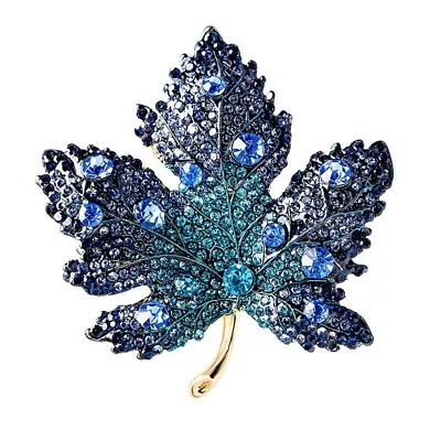 Luxury Full Crystal Shiny Maple Leaf Brooch Pins For Women Girls Vintage Jewelry • $5.66