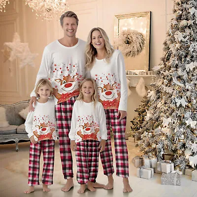 Family Matching Christmas Pyjamas Kids Adult Xmas Nightwear Pajamas Pjs Set 2023 • £7.99