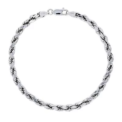 10K White Gold 4mm Diamond Cut Rope Bracelet Mens Womens 7  7.5  8  8.5  9  • $160.98