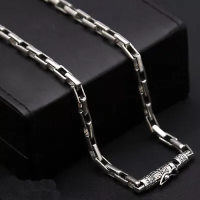 Genuine Solid 925 Sterling Thai Silver Cuboid Chain Curse Men's Necklace 20 -24  • $125.98