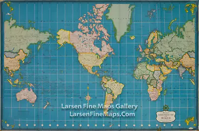 1957 Hammond's International Map Of The World On Mercator's Projection • $17