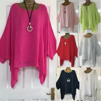 Plus Size Women Long Sleeve Blouse Cotton Linen Kaftan Baggy Tops Tunic T Shirt • $11.98