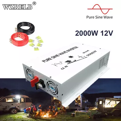 2000Watt Pure Sine Wave Inverter 12/24/36/48V To 230V Solar Converter Peak 4000W • £249