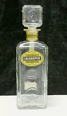 I.W. Harper Whiskey 86 Proof Oval Gold Label Rectangle Clear Glass Decanter IW#1 • $37.46