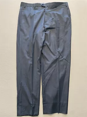 Zanella 38 X 30 Steel Blue Todd 100% Wool Flat Front Made In Italy Dress Pants • $19.94