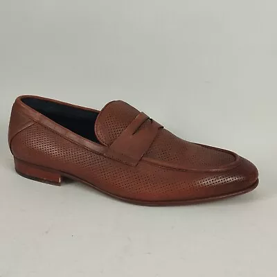 Dune Penny Loafers Mens 10 Tan Brown Leather Slip On Shoes Smart Casual • £29.99