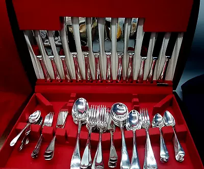 Vintage Walker&Hall Silver Pl. Cutlery  74 Pieces Set Canteen Wooden Sheffield • £125