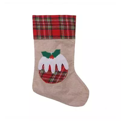 Christmas Pudding Stockings Large Father Santa Sack Socks Gifts Bag Decorations • £3.87