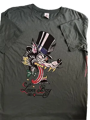 Vintage Ed Hardy  Lover Boy  Wolf T Shirt XL Y2K Green • $36