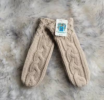 $25.95 • Buy Nwt Portolano Cable And Rib Knit Mittens Oatmeal  Women's Os Wool/ Angora