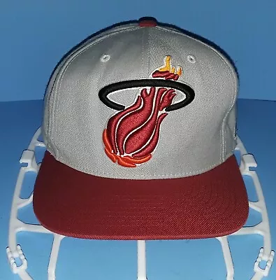 Mitchell & Ness NBA MIAMI HEAT Red & Gray Snapback Hat With Embroidered Logo • $17.99