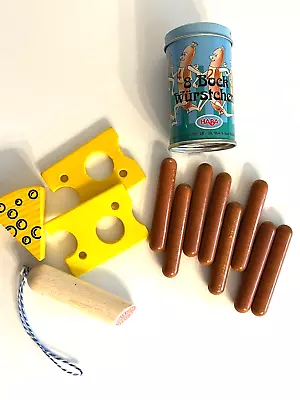 HABA Lot WOODEN Kid’s PRETEND PLAY FOOD Cheese Wurst In Tin Can Salami Sausage • $27.49